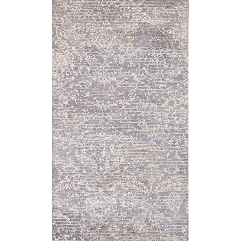 All-Over Striped Abstract Modern Accent Rug Hand-Knotted Wool Carpet - 2'8" x 5'0"