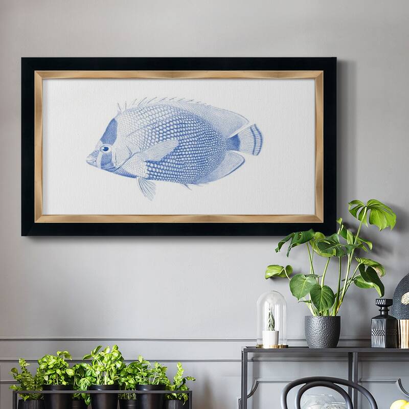 Blue & White Tropical Fish VI Premium Framed Canvas- Ready to Hang