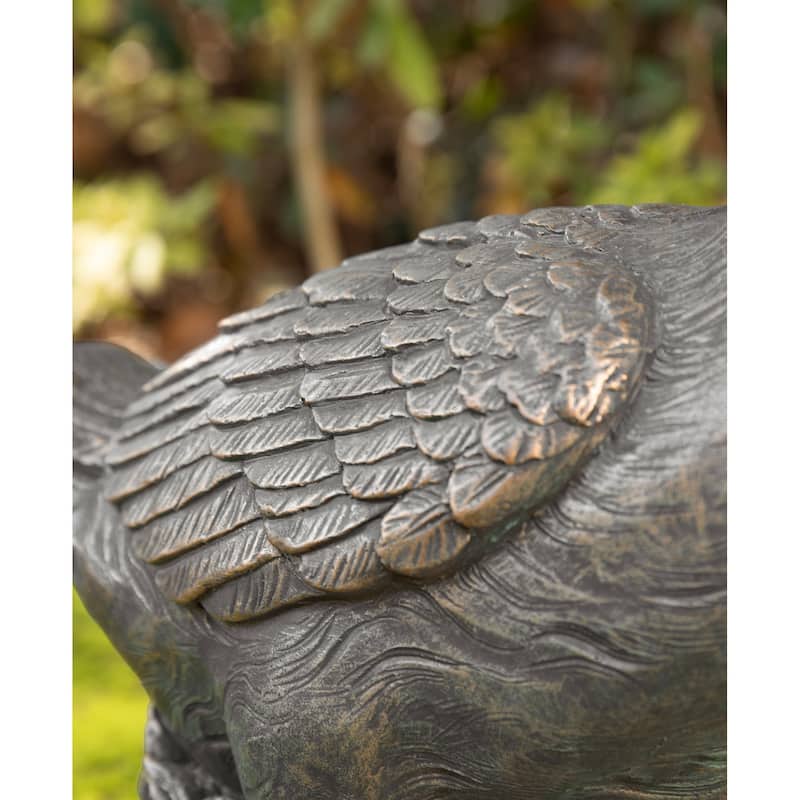 Glitzhome 20"H MGO Faux Bronze / White Goose Garden Statue