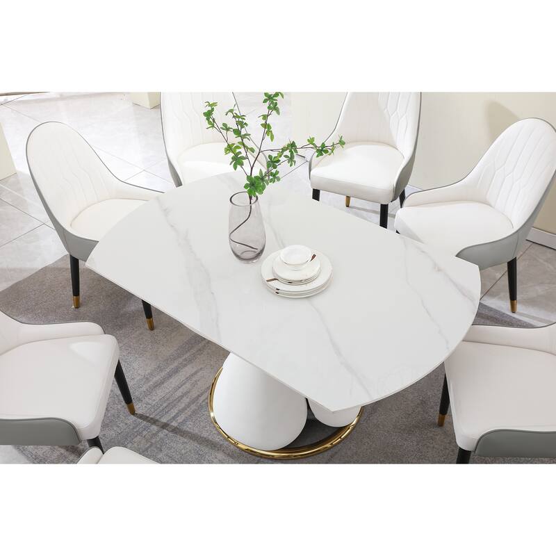 Fashion modern sinntered stone dining table with simple and multi-functional retractable dining table