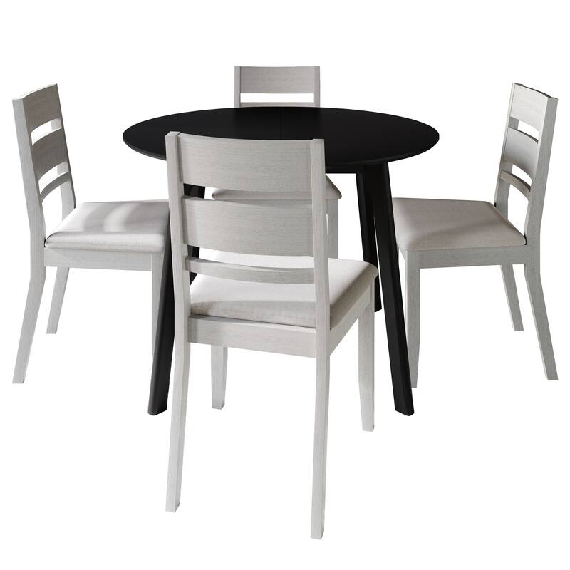 CraftPorch Elegance 4-Piece Chair and Round Table Wooden Dining Set - White