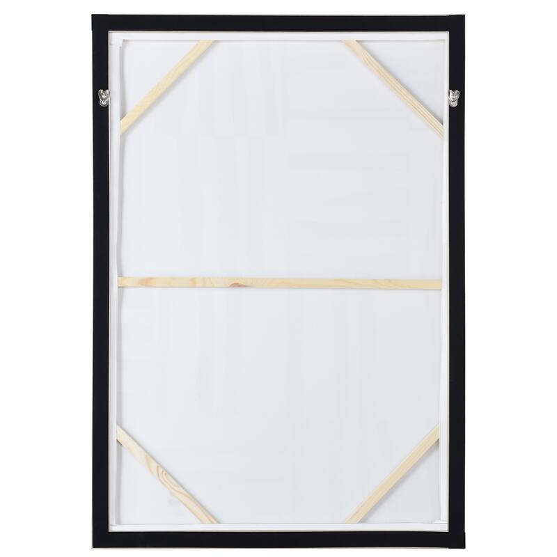 StyleCraft Black & White Hand-Painted Framed Canvas Wall Art - 28" x 39"