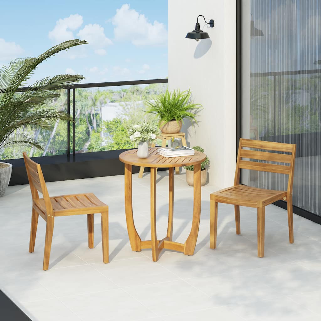 Christopher Knight Home - Noah 3-Piece Outdoor Dining Set with Rustic Acacia Wood for Timeless Elegance