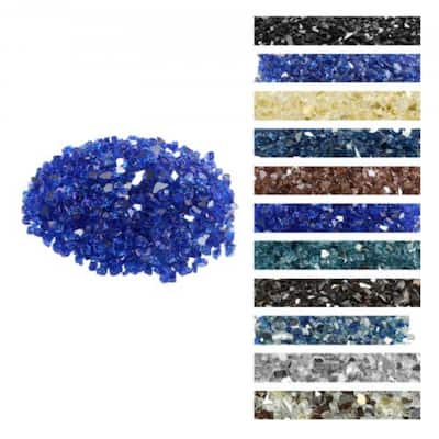 Cobalt Blue Tempered Crushed Glass Fire Pit Glass Rocks 10 lbs. Heatproof - 1/2 inch