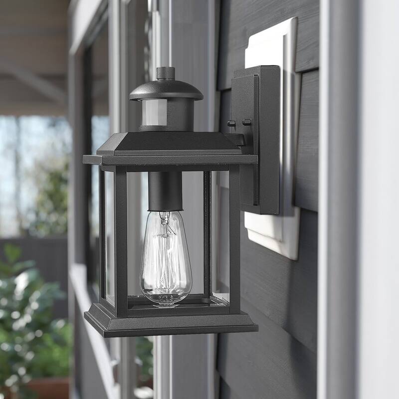 Outdoor Motion Sensor Light, Modern Outdoor Sconces, Black Finish - ‎6.5 x 7.7 x 11 inches
