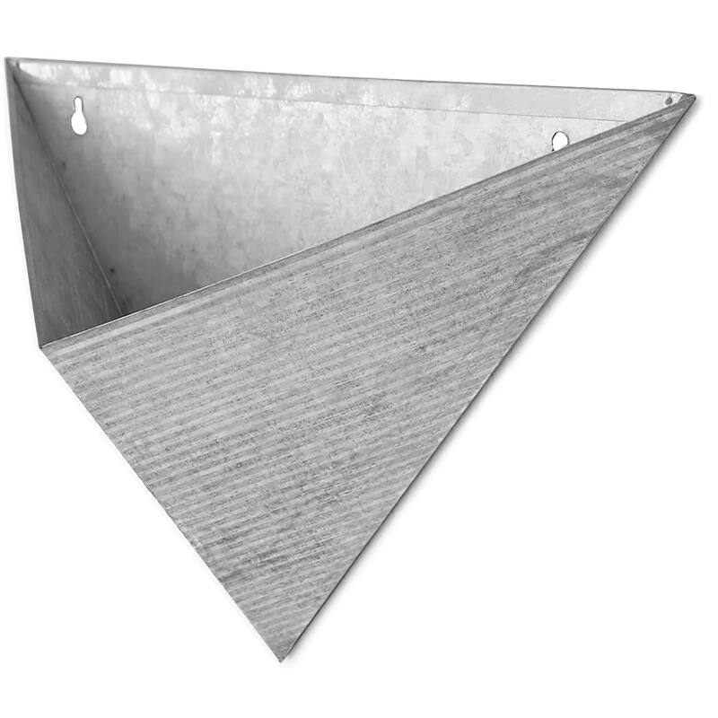 Triangular Living Wall Mounted Galvanized Steel/Zinc Succulent/Herb Planter - Indoor/Outdoor Living Art Potting Vessel