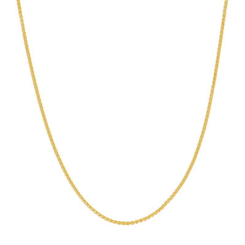 Curata 14k Yellow Gold 0.85mm Round Wheat Chain Necklace (Lobster)