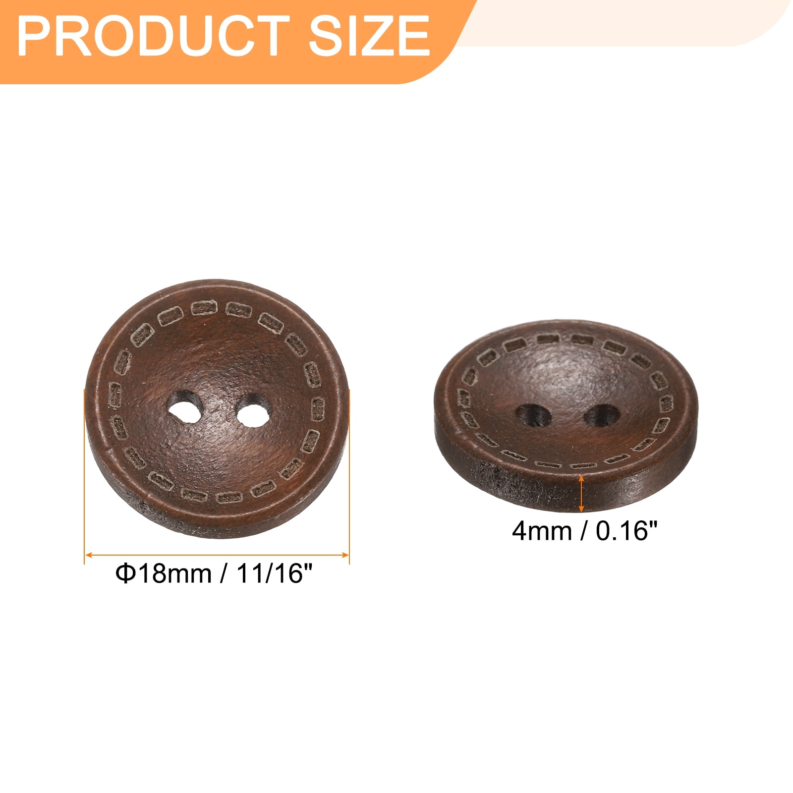 Wooden Sewing Button 2 Holes Wood Round Craft Replacement Buttons for Sewing Clothing Pillow DIY Crafts