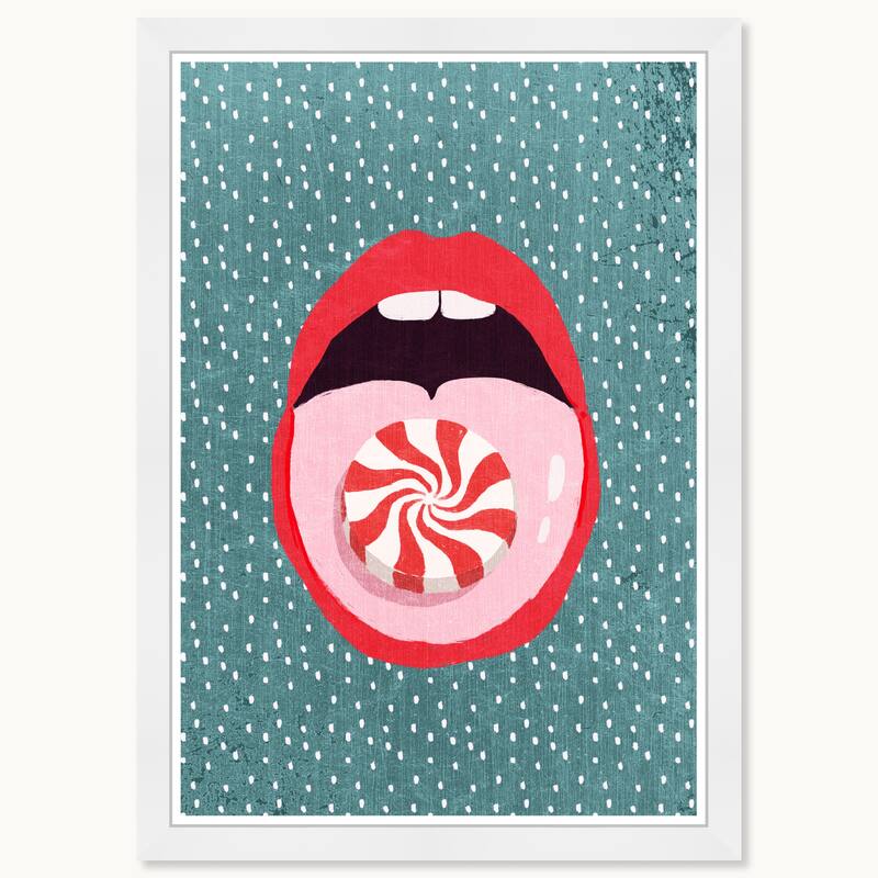Wynwood Studio Peppermint Licks Framed Trendy Retro Kitchen And Living Room Art Prints - 15 x 21 - White
