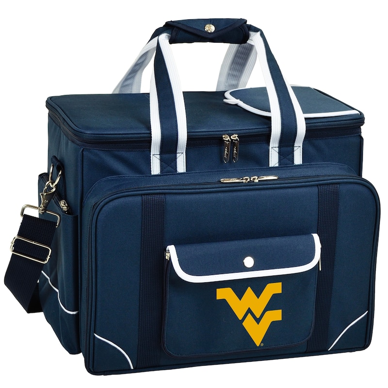 NCAA West Virginia Mountaineers Insulated Picnic Cooler with Service for Four