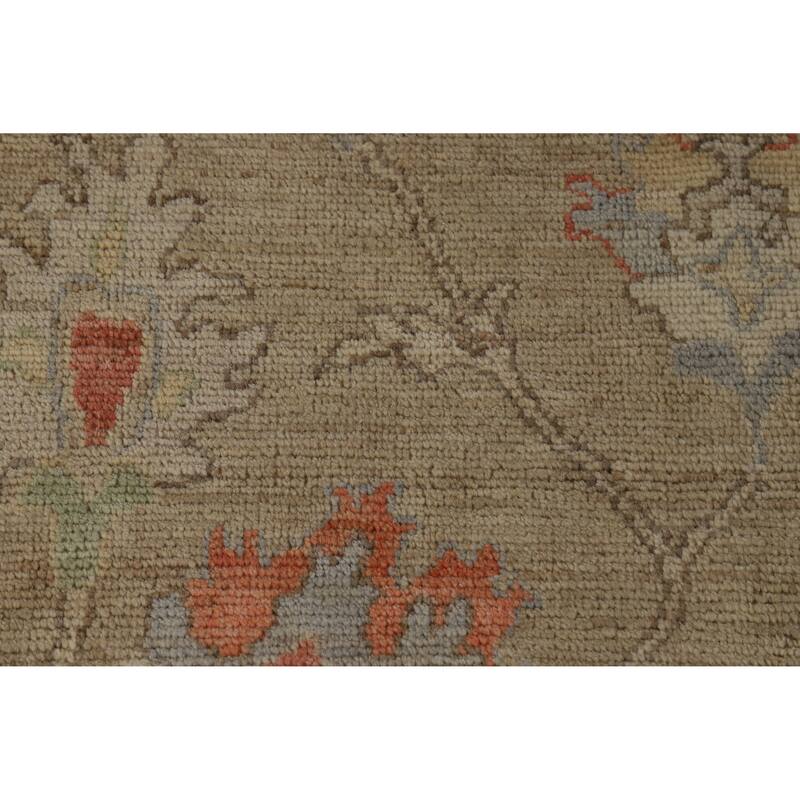 Hand Knotted Oriental 100% Wool Carpet Transitional All-Over Beige & Ivories Oushak Area Rug - 9' 0'' X 5' 10''