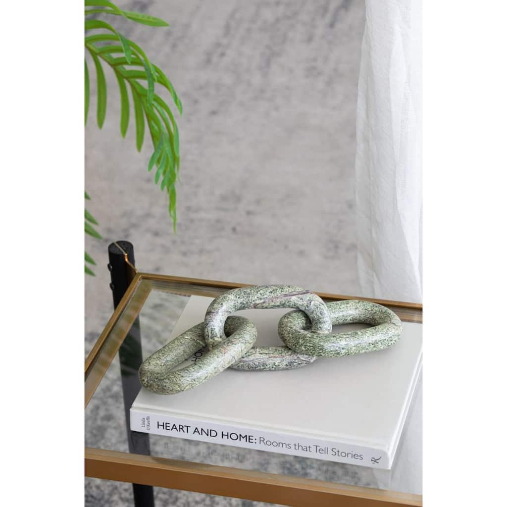 Abstract Three Link Oval Marble Chain - 14" - Green