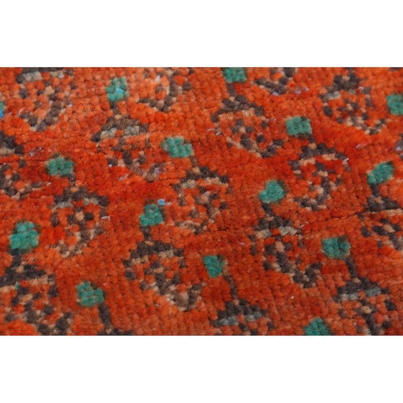 Hand Knotted Oriental 100% Wool Carpet Traditional All-Over Oranges & Rust Botemir Runner Rug - 10' 4'' X 3' 5''