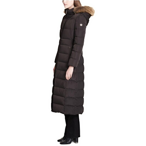 calvin klein hooded maxi down coat