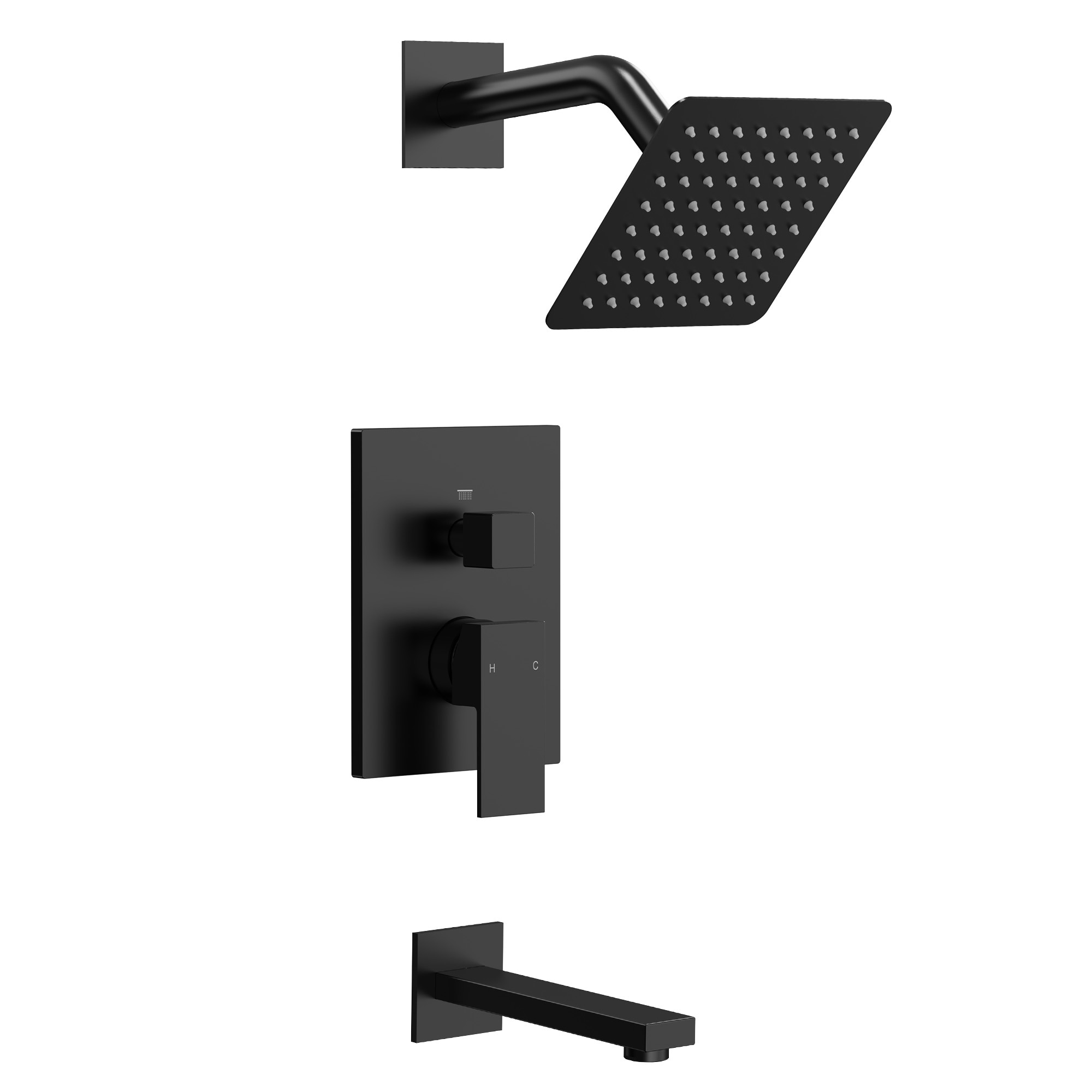 GRANDJOY 2-Function Tub and Shower Faucet Set with Single Handle Valve, Wall-Mount Design
