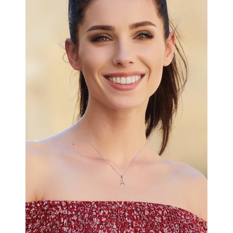 Joelle Collection 1/10 ctw Diamond Initial Pendant Necklace 14K Gold adjustable 16 to 18 inch Chain - Personalized Gift