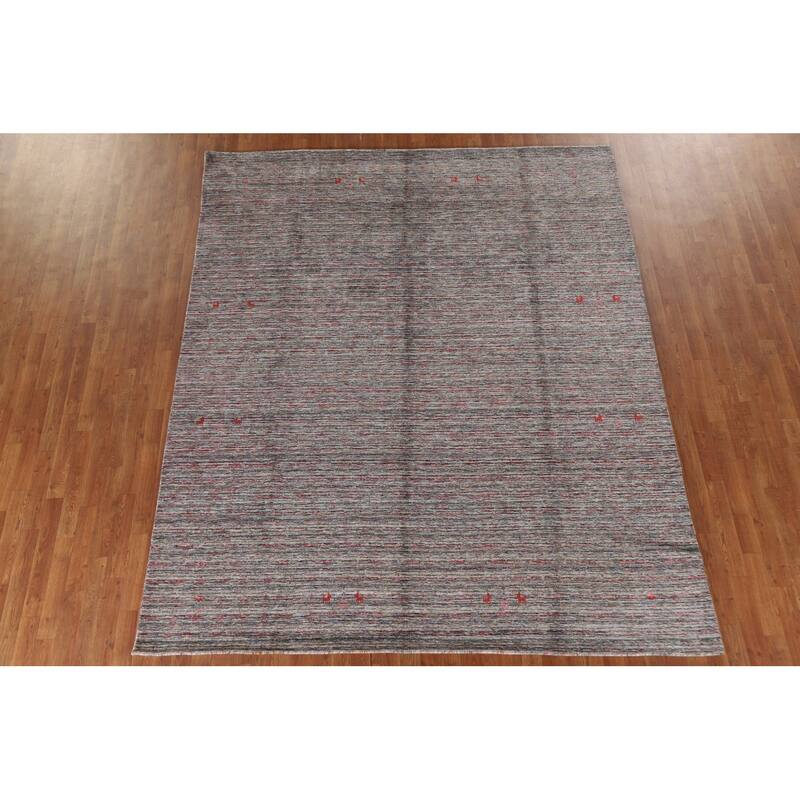 Multi-Color Striped Gabbeh Oriental Area Rug Handmade Wool Carpet - 7'11"x 9'9"