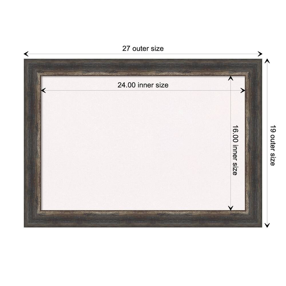 Bark Rustic Char Narrow Framed White Corkboard Bulletin Board