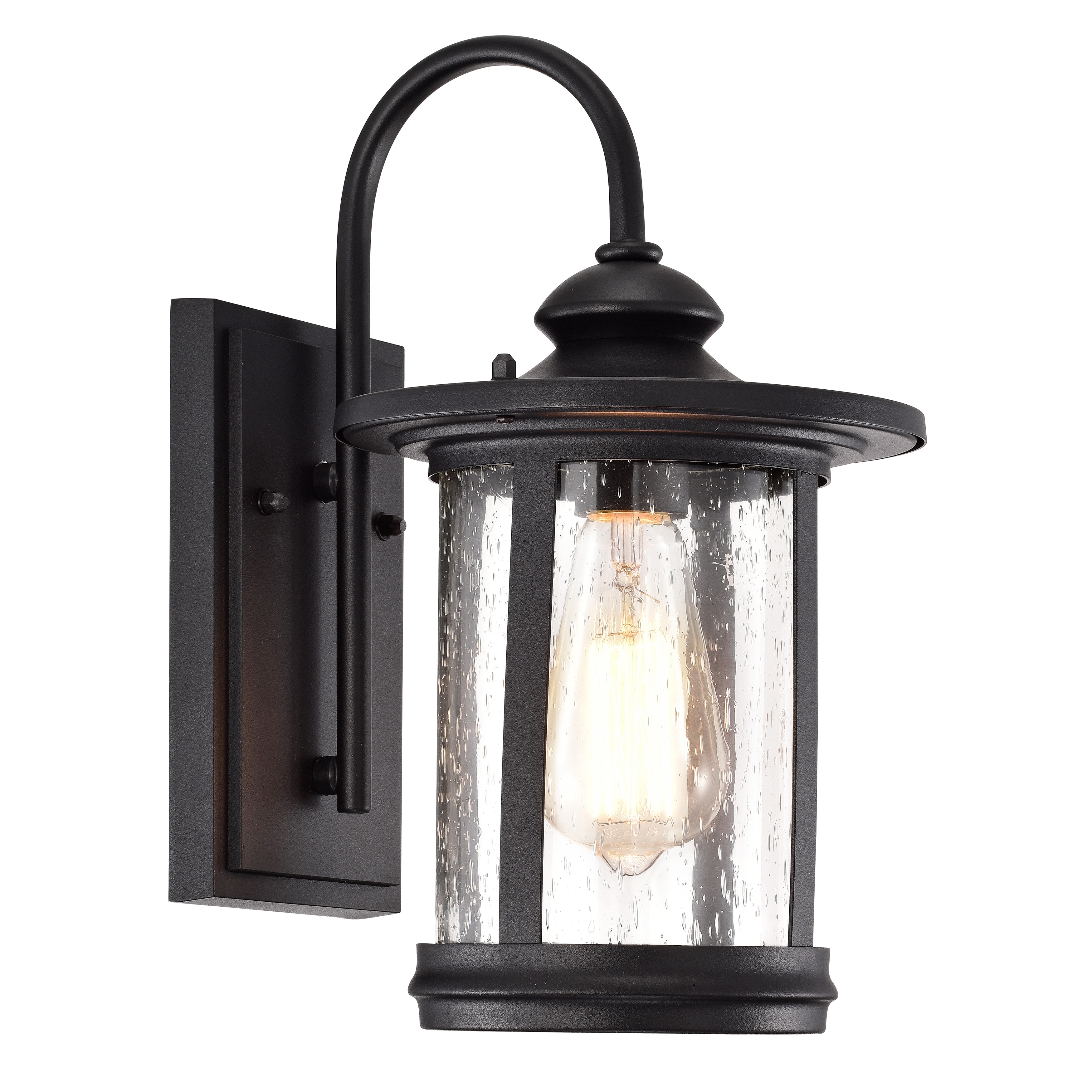 1-light Textured Black Outdoor Wall Lantern