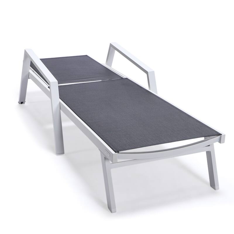 Marlin Rust-Resistant Aluminum Chaise Lounge - Adjustable 4-Position Outdoor Tanning Chair with Armrests