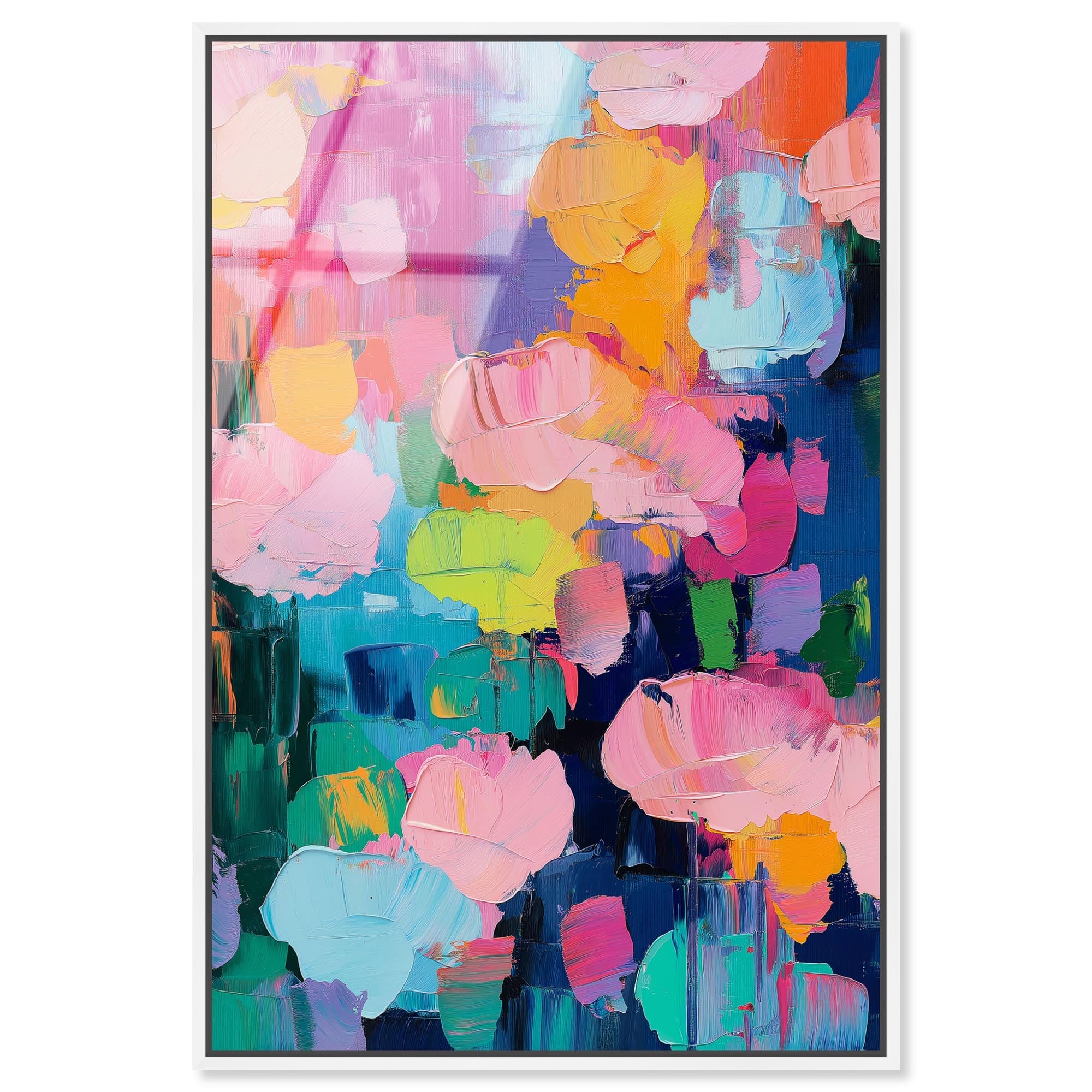 Glide of Colors Modern Abstract Framed Acrylic Wall Art by Art Remedy