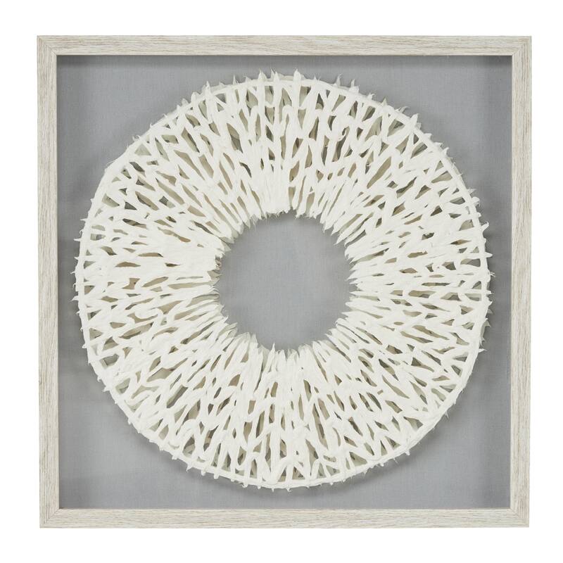Paper Geometric Handmade 3D Circle Origami Shadow Box with Canvas Backing - White - Roche River Decor