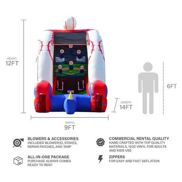JumpOrange Baseball Target Game Inflatable for Kids and Adults (with Blower and Foam Bat)