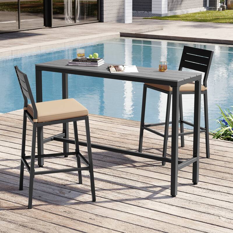 Crestlive Products Patio Outdoor Bar Table Rectangle Pub Table