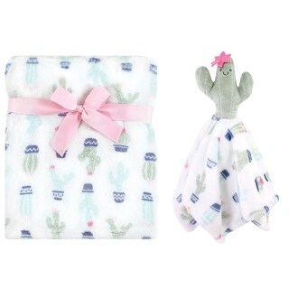 Hudson Baby Infant Girl Plush Blanket with Security Blanket, Cactus, One Size - Cactus - One Size