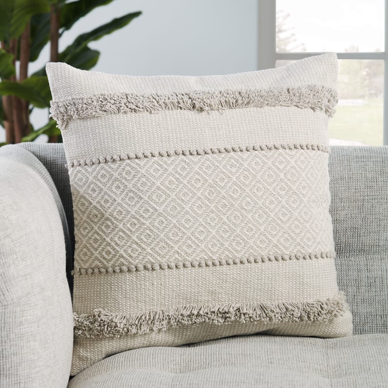 Imena Light Gray/ Ivory Geometric Pillow