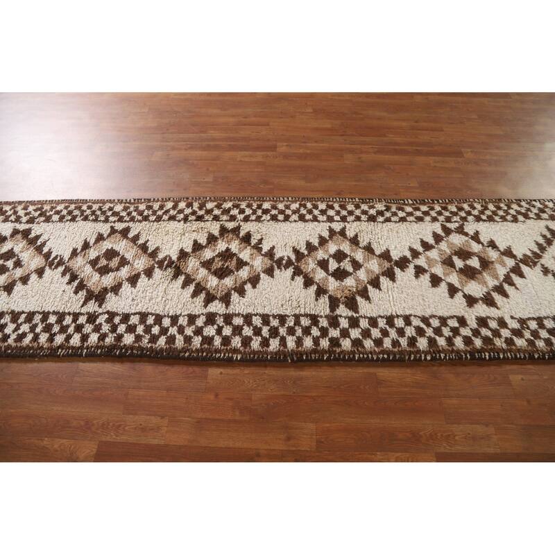 Anatolian Beige Turkish Runner Rug Handmade Oriental Wool Carpet - 2'8"x 10'8"