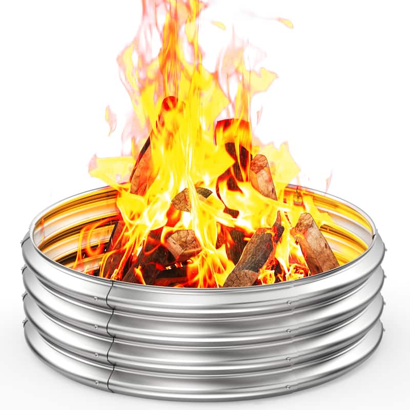 3ft/4ft/5ft Large Round and Foldable Galvanized Iron Fire Ring,Perfect for Outdoor Gatherings and Campfires