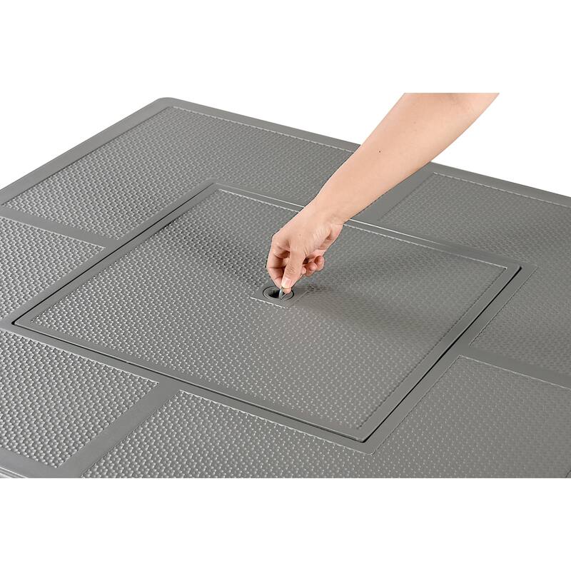 Square 42 in. x 42 in. Aluminum Propane Fire Pit Table with Glass Beads, Two Covers, Lid, 57,000 BTUs