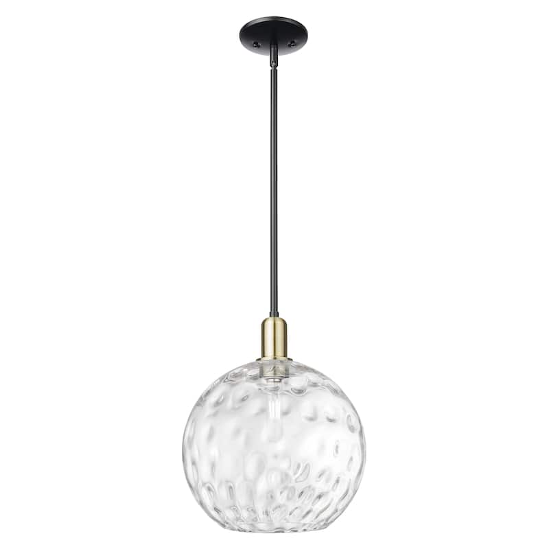 Innovations Lighting Endless Possibilities Arcadia - Athens Water Glass - 1 Light 12" Stem Hung Mini Pendant - Clear Water Glass/Black Antique Brass