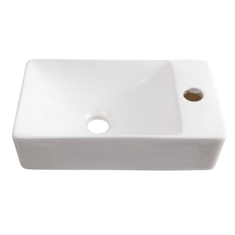 Felix Modern Wall Mounted Rectangular Ceramic Mini Sink, By JONATHAN Y - R-White