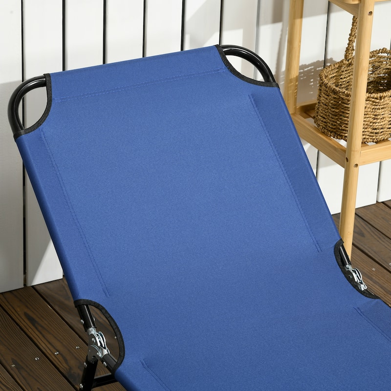 Outsunny Folding Chaise Lounge Pool Chairs, Set of 2 Outdoor Sun Tanning Chairs, Five-Position Reclining