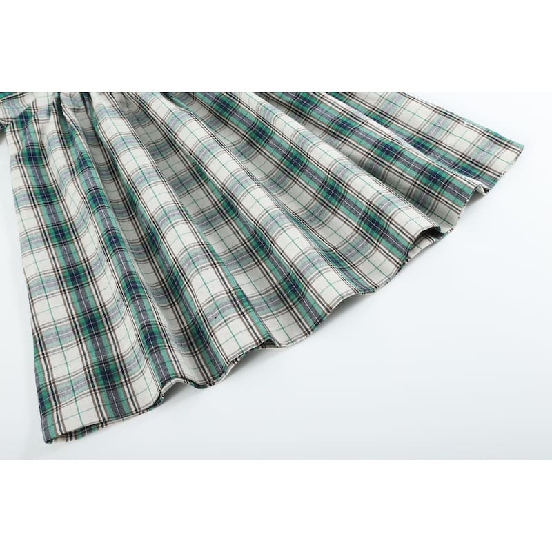 Lil Cactus Christmas Tartan Smocked Bishop Dress