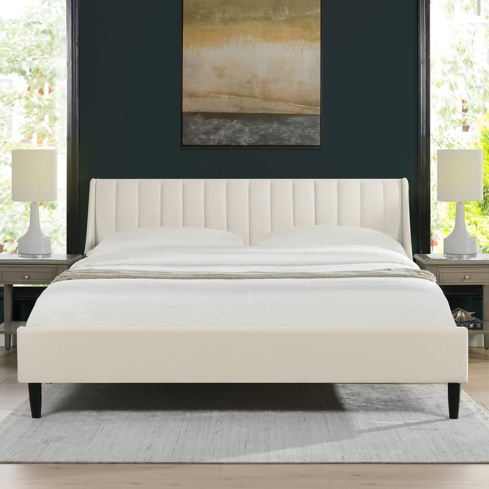 Willow Performance Velvet Channel Tufted Platform Bed