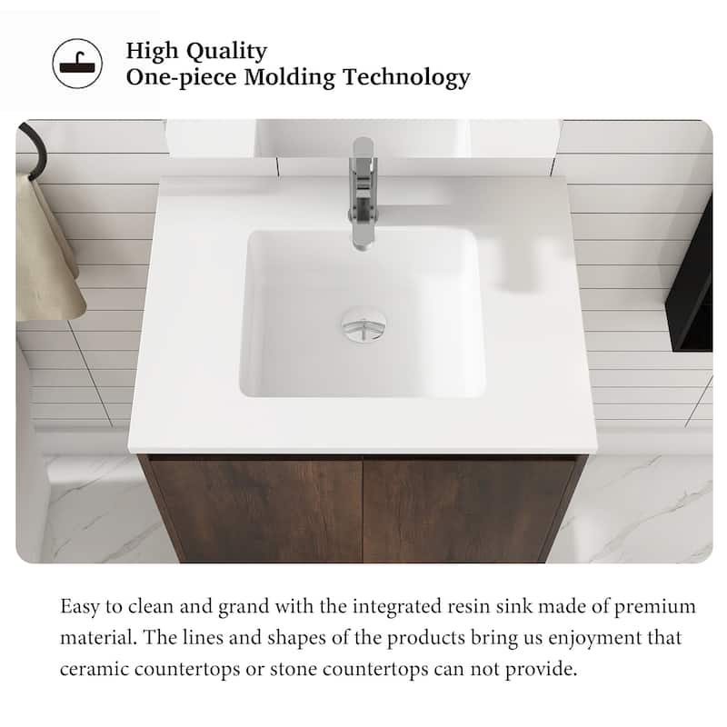 24-inch Freestanding Bath Vanity with White Cultured Mable Top