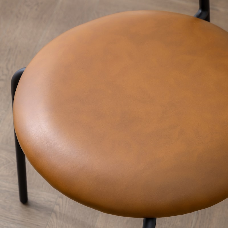 24 in. Rattan Counter Height Bar Stools with Faux Leather Seat (set of 2)