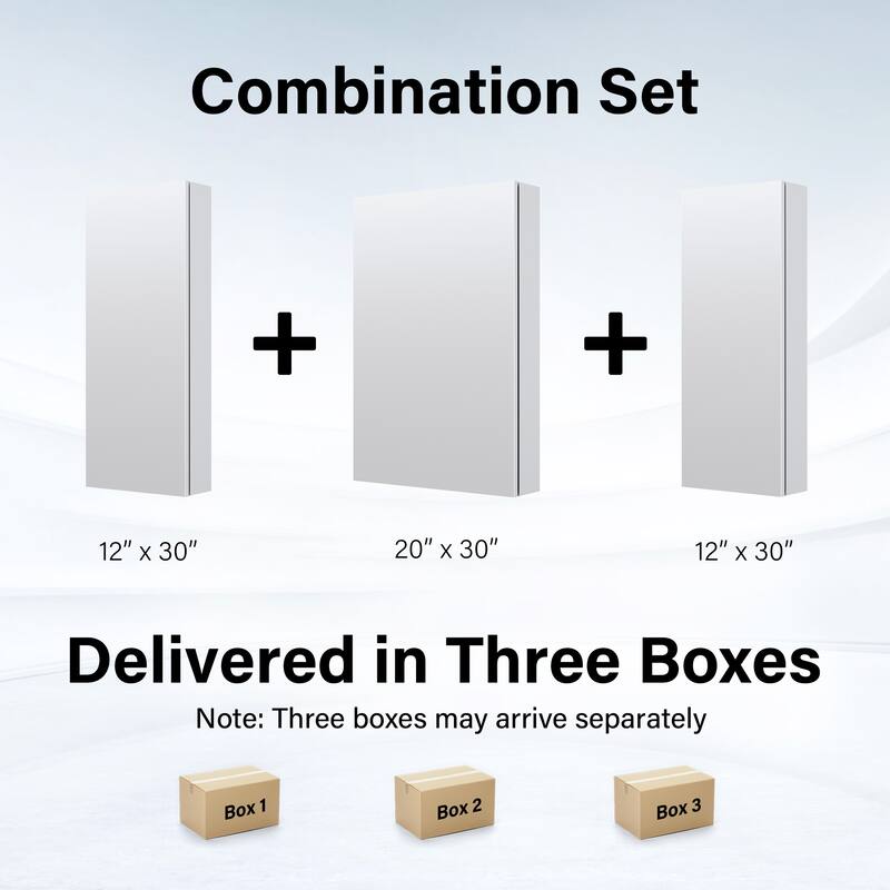 44"W X 30'H Bathroom Recessed or Surface Wall Mount Medicine Cabinet With Adjustable Glass Shelves