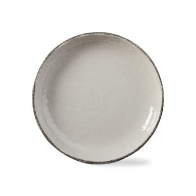 10 in. Veranda Cracked Glazed Solid Melamine Plastic Dinnerware Plates Set of 4 Dishwasher Safe Indoor Outdoor Round Ivory