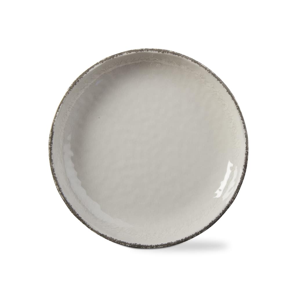 10 in. Veranda Cracked Glazed Solid Melamine Plastic Dinnerware Plates Set of 4 Dishwasher Safe Indoor Outdoor Round Ivory