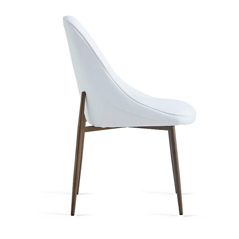 Modern Faux Leather and Metal Side Chair, Set of 2 - N/A