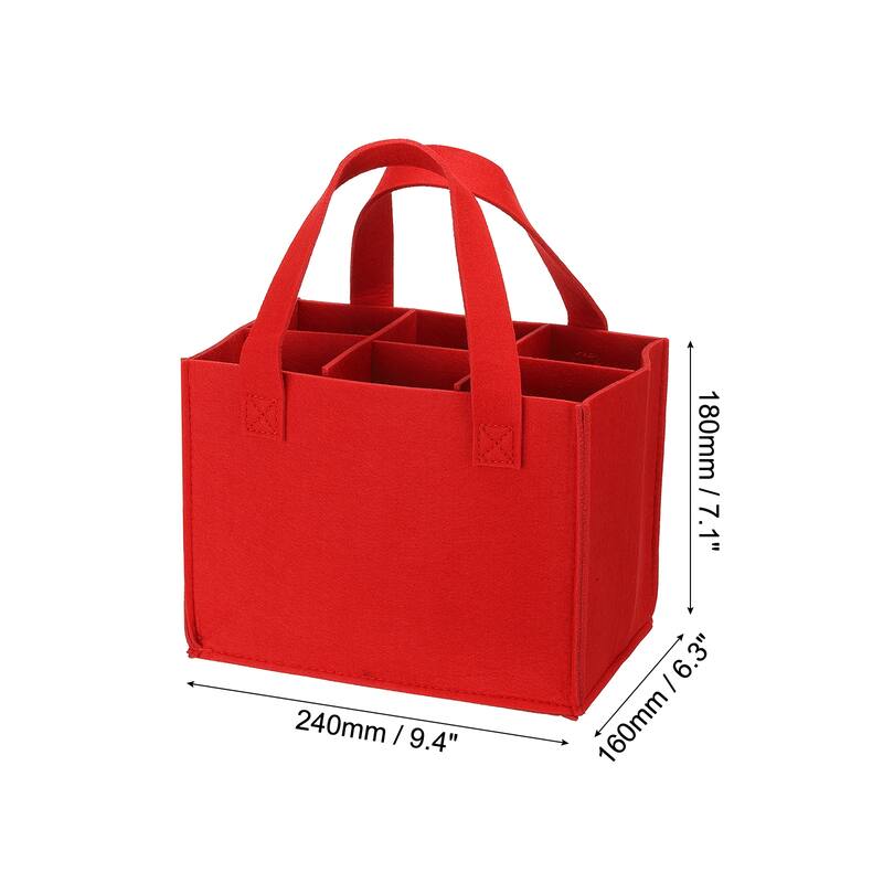 6 Bottle Wine Carrier Tote Bag, Wine Bottle Carrying Bag - Red