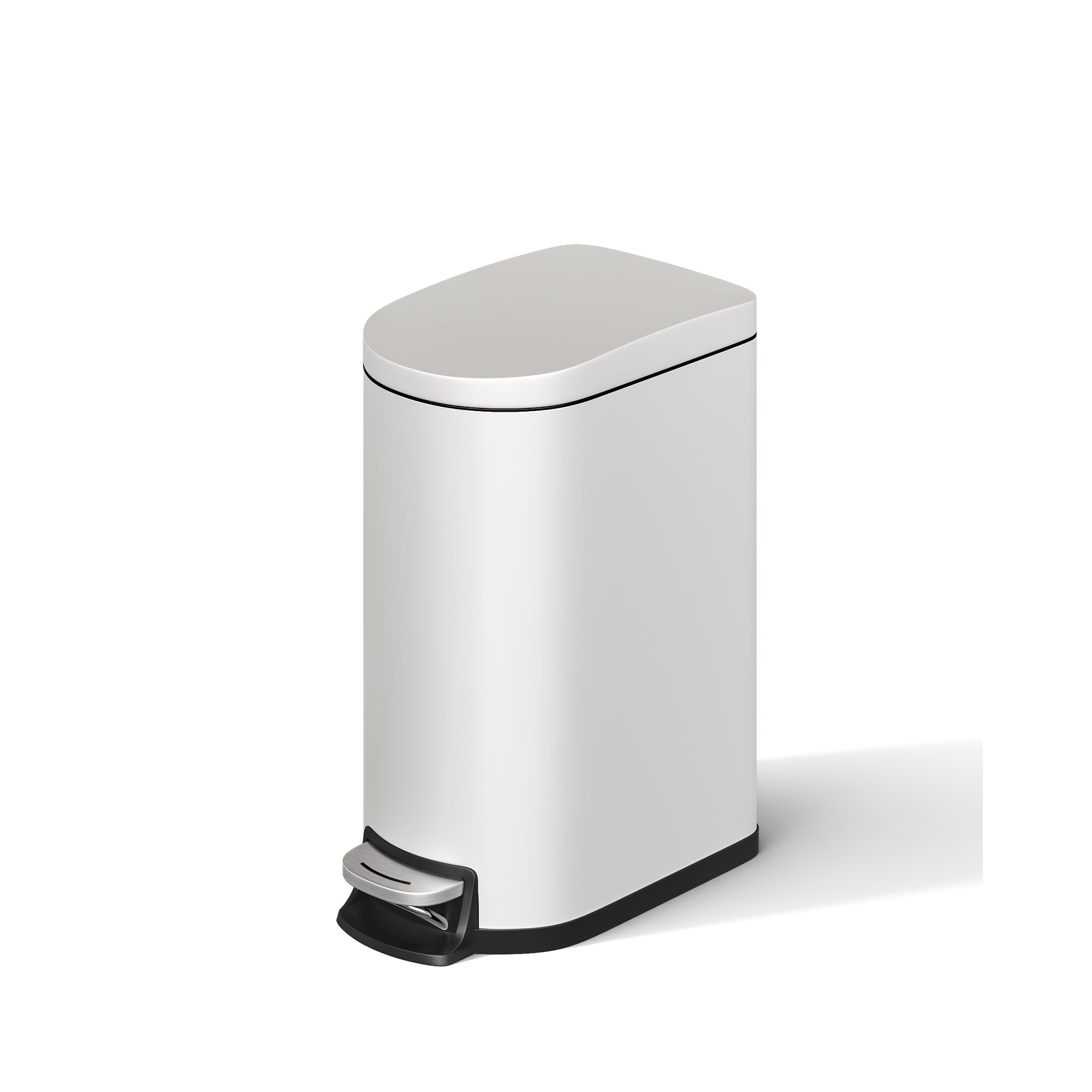 2.6 Gal/10L Slim Metal Bathroom Trash Can, Stainless Steel Step-On, Odor Control, Removable Inner Bucket, Waterproof