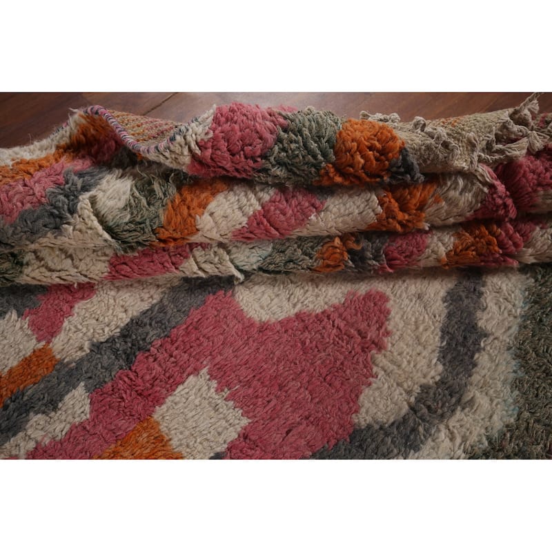 Multi-Color Moroccan Abstract Area Rug Hand-Knotted Wool Carpet - 5'11"x 10'0"