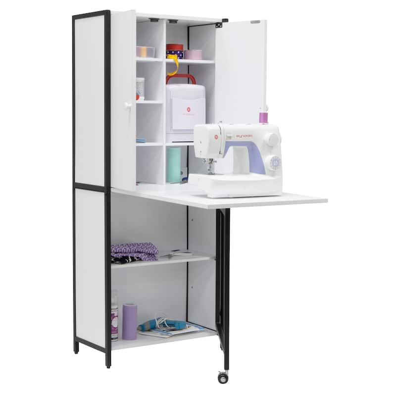 Craft Armoire with Folding Desktop for Crafts, Sewing, Home or Office