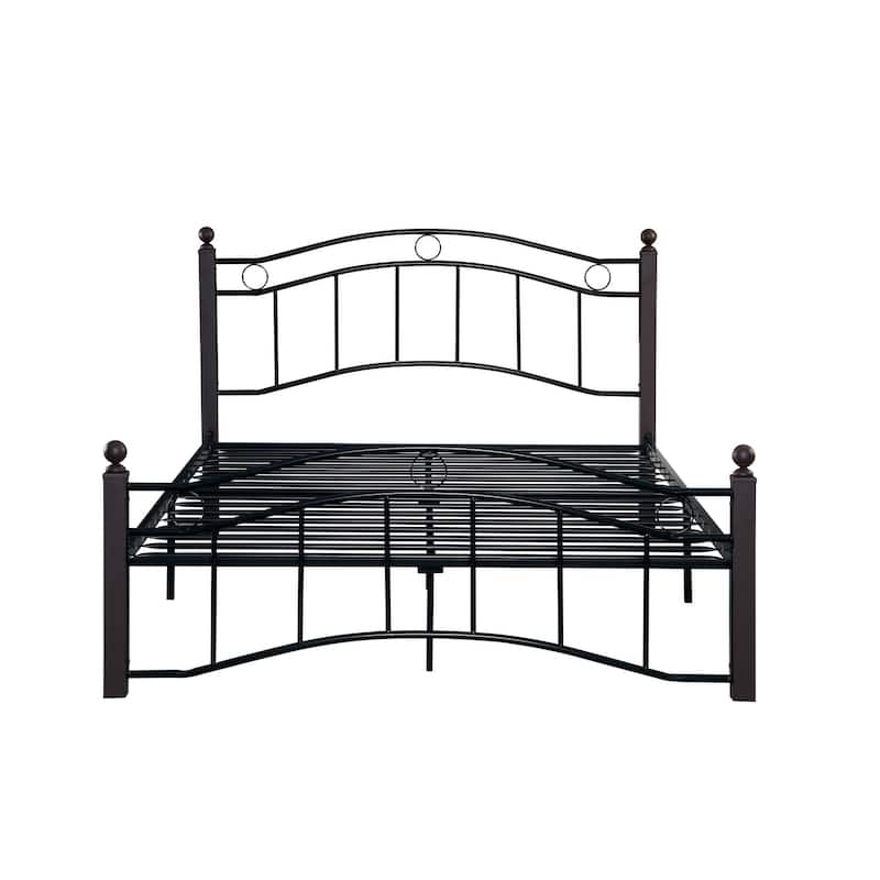 Full Size Metal Bed Frame, Vintage Headboard and Footboard, Premium