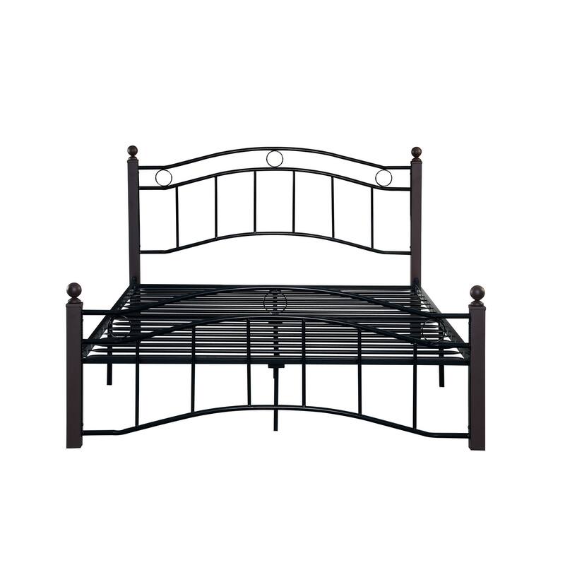 Industrial Queen Size Sturdy Metal Bed Frame with Central Support and